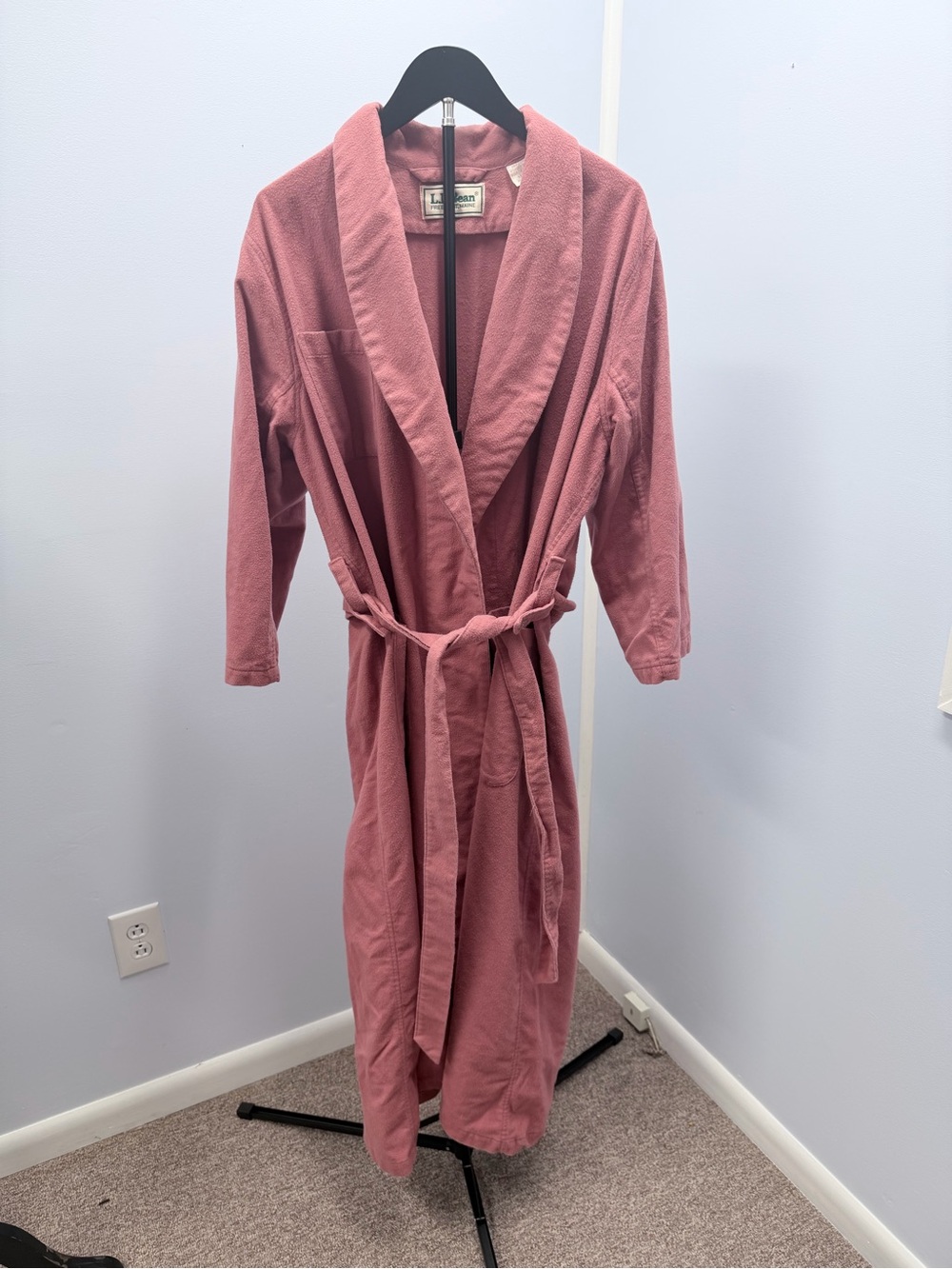 L.L. Bean Women's Dusty Rose Cotton Robe with Shawl Collar